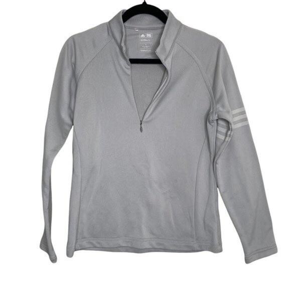 Adidas Golf Gray Climalite 3 Stripes Pullover 1/4 Zip Small - Picture 1 of 8